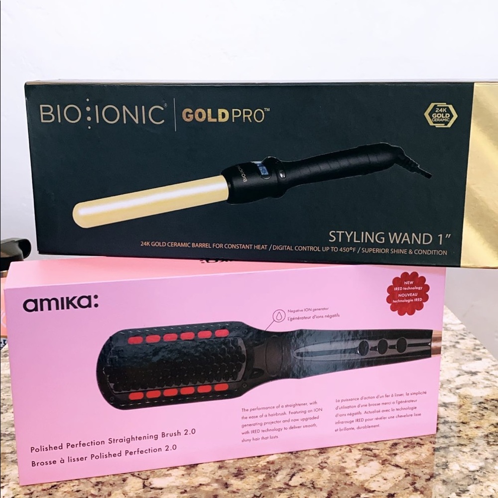 Amika Straightening Brush & Bio Ionic Curling Wand